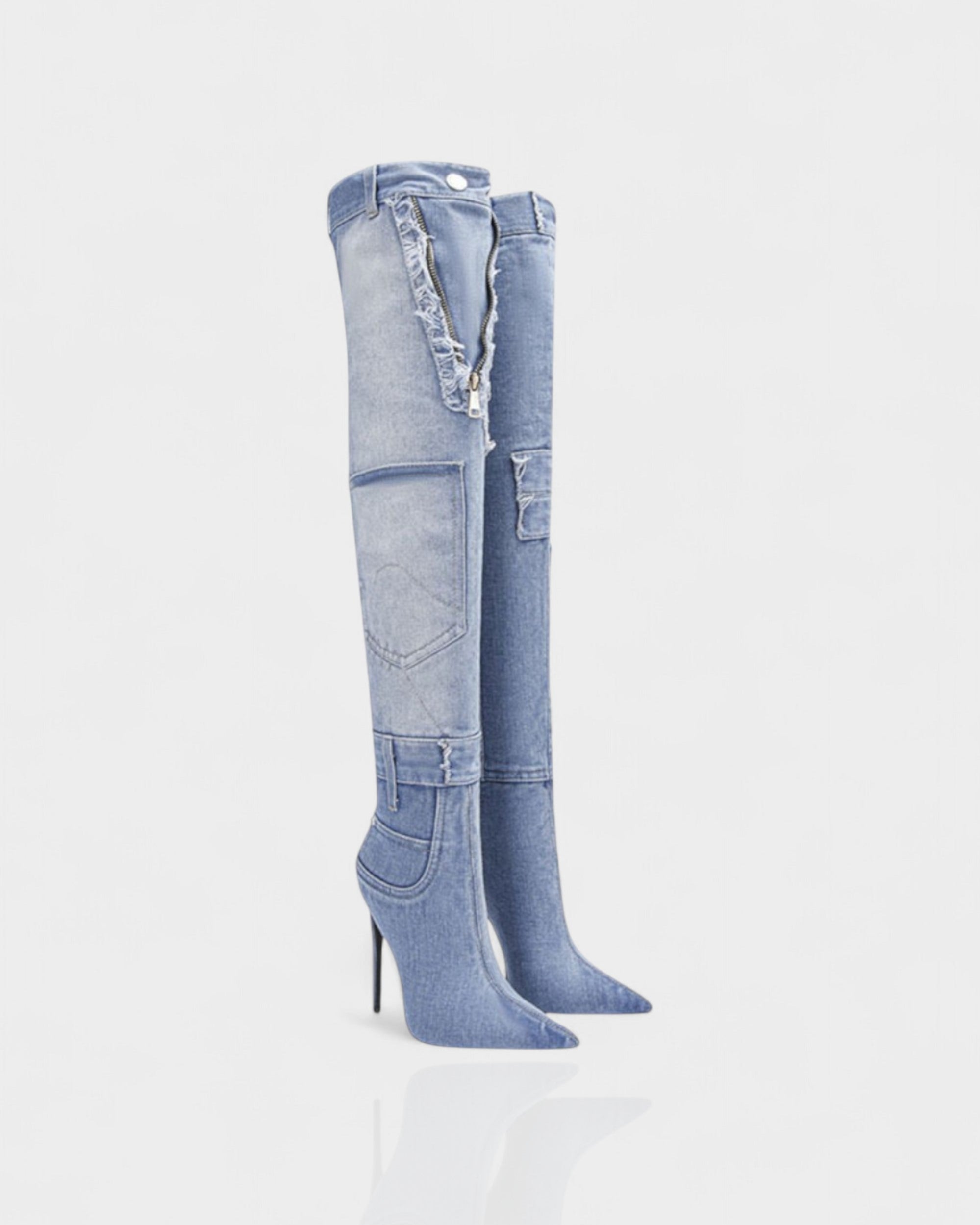 KACY | Denim High-Rise Stiletto Boots
