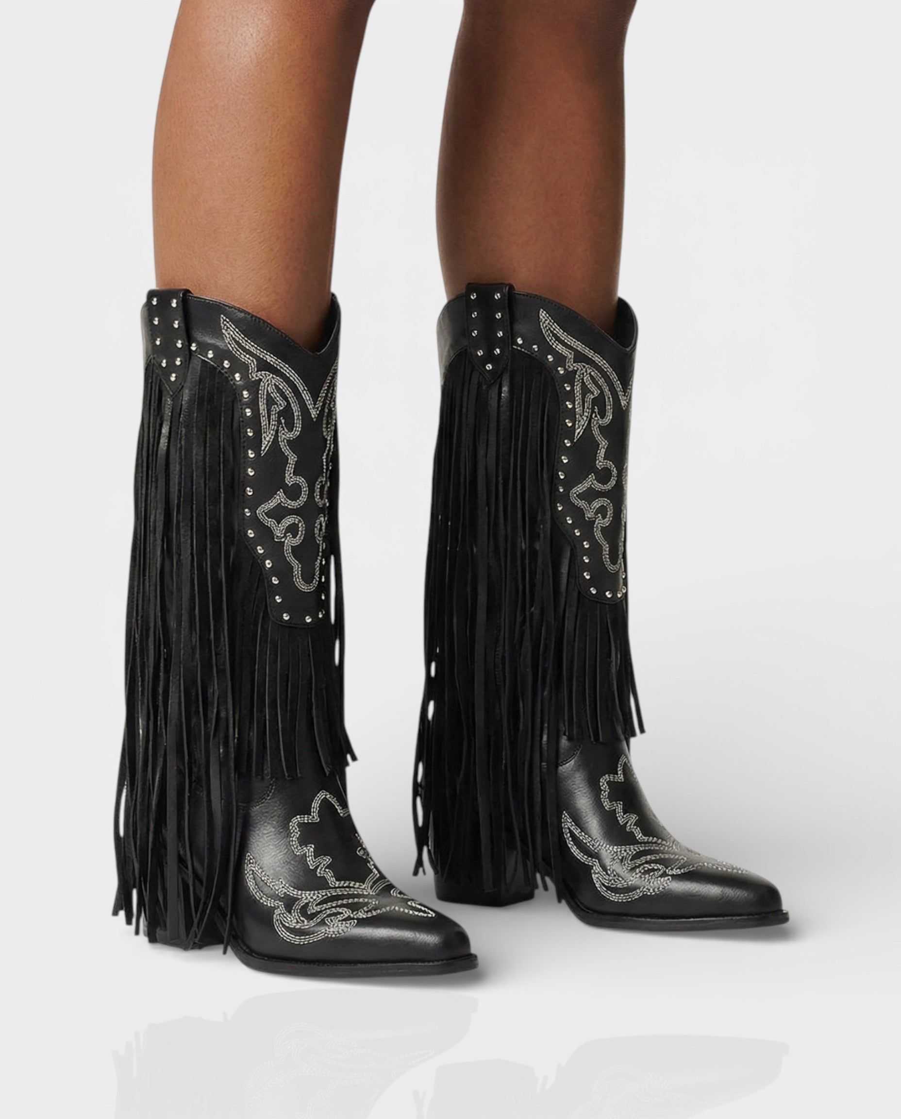 MITHENA | Fringe Studded Cowboy Boots