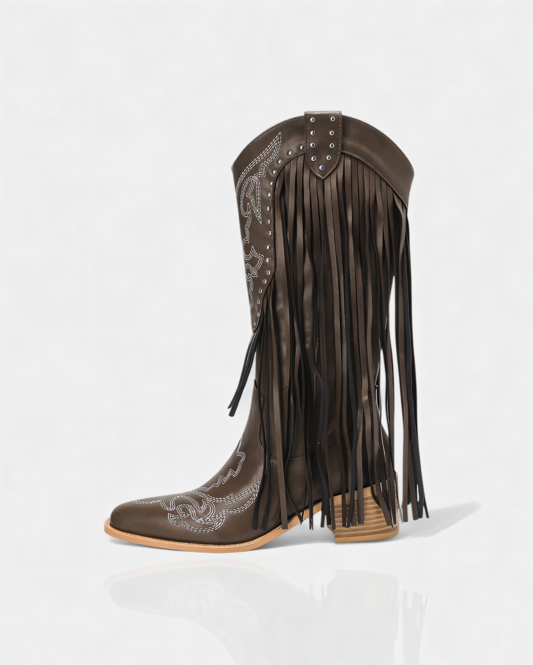 MITHENA | Fringe Studded Cowboy Boots