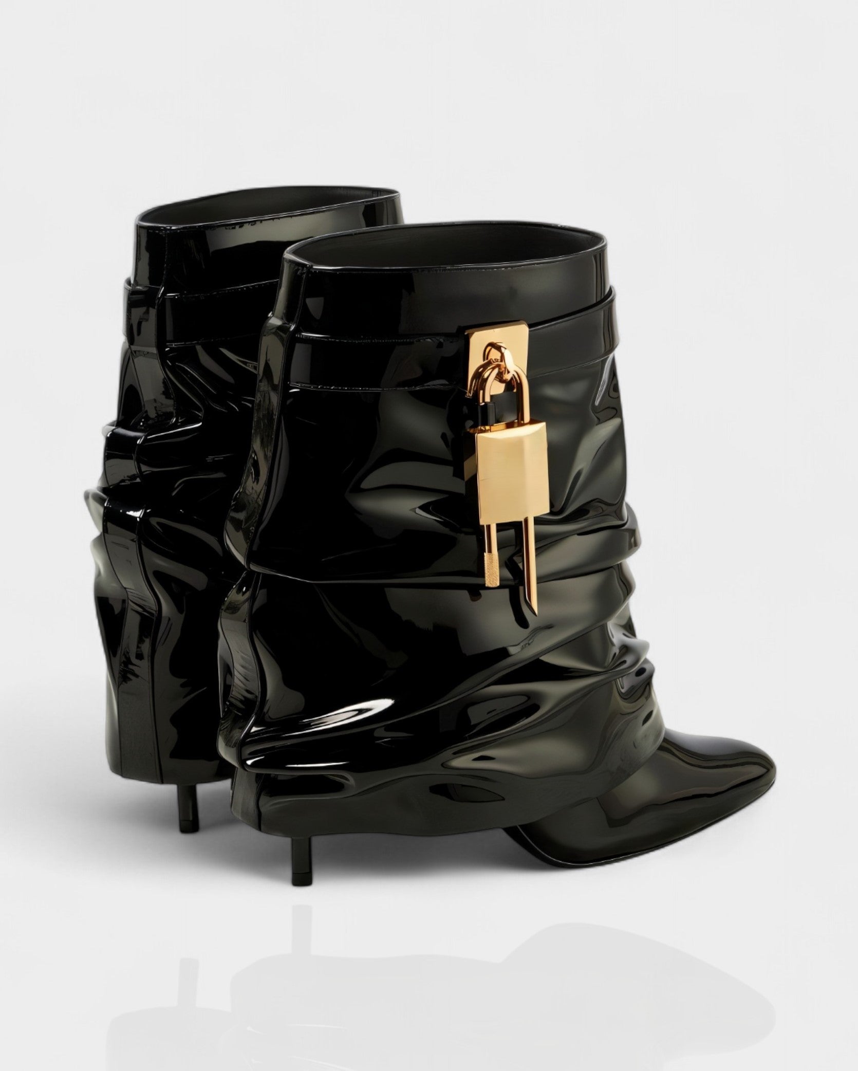 HALINA | Padlock Slouch Stiletto Ankle Boots