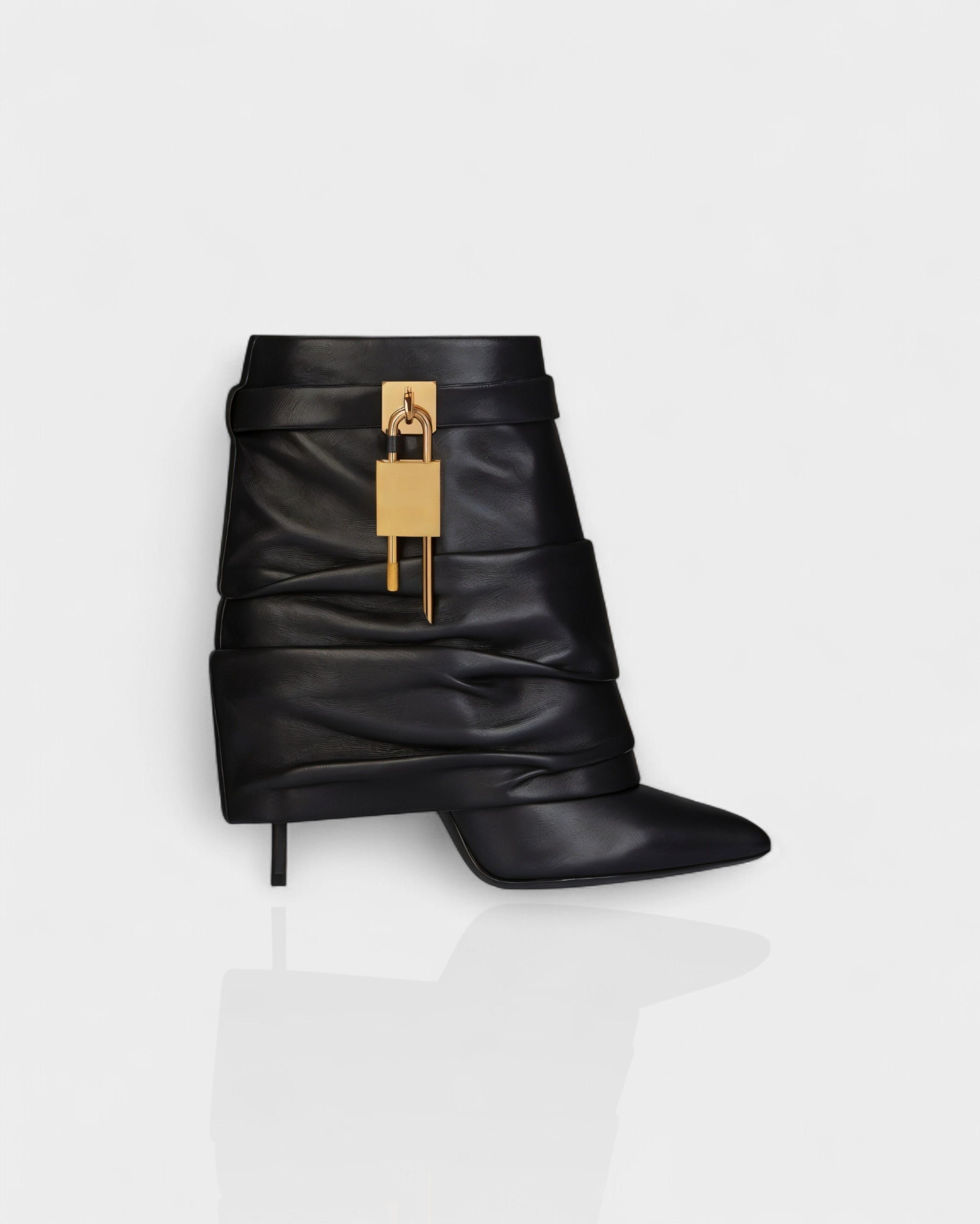 HALINA | Padlock Slouch Stiletto Ankle Boots
