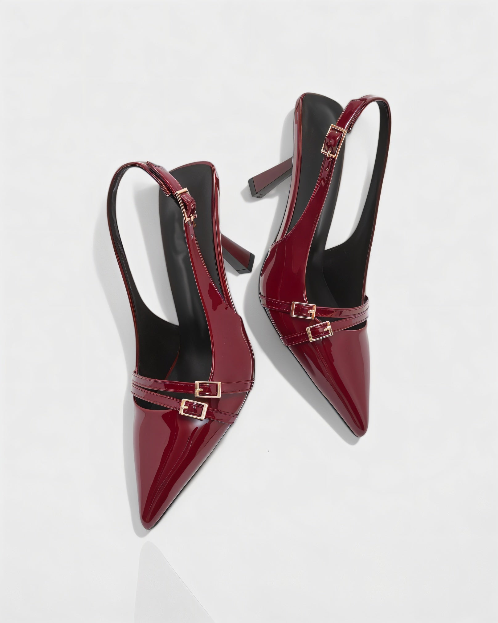 VALEN | Patent Buckle Slingback Heels