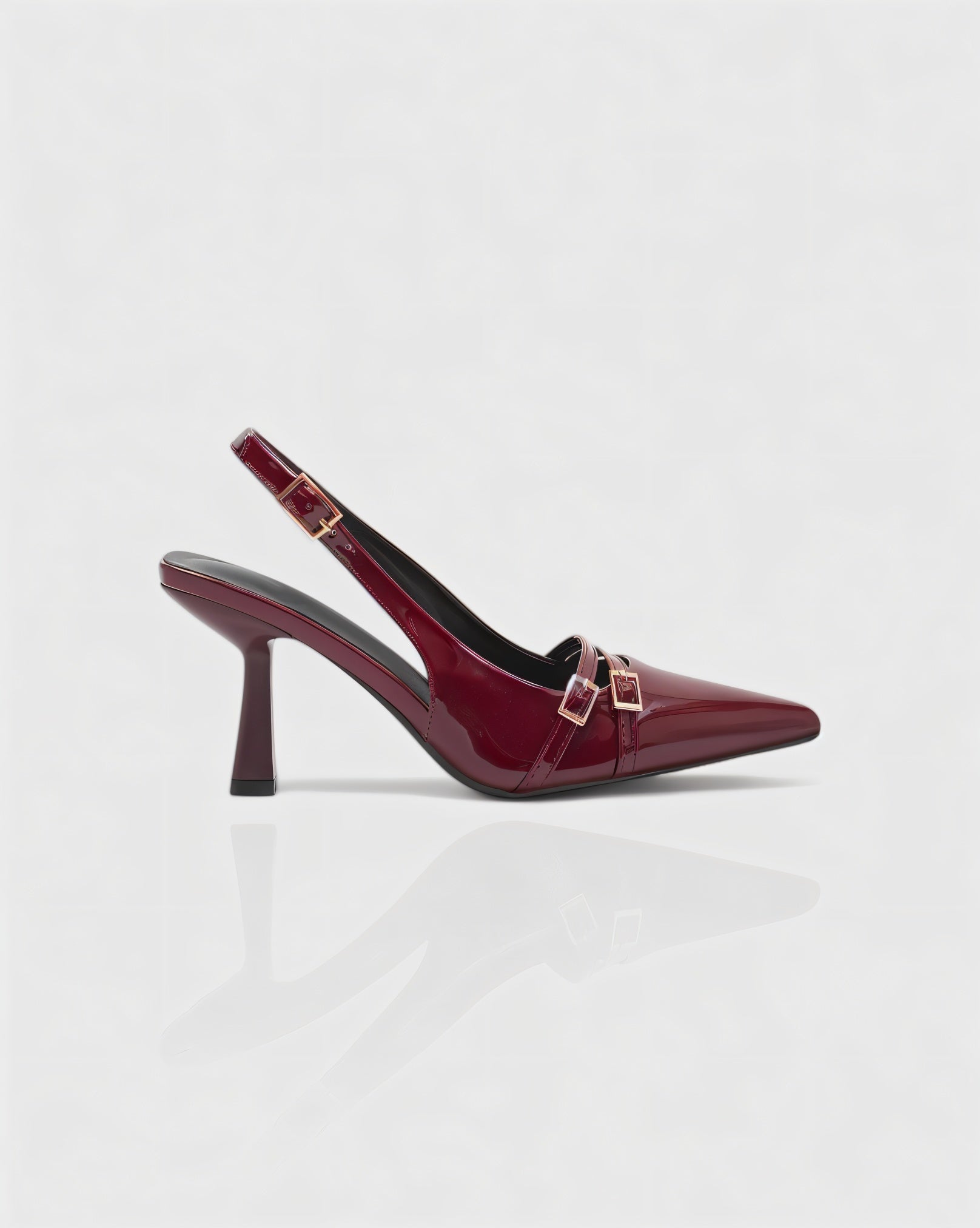 VALEN | Patent Buckle Slingback Heels