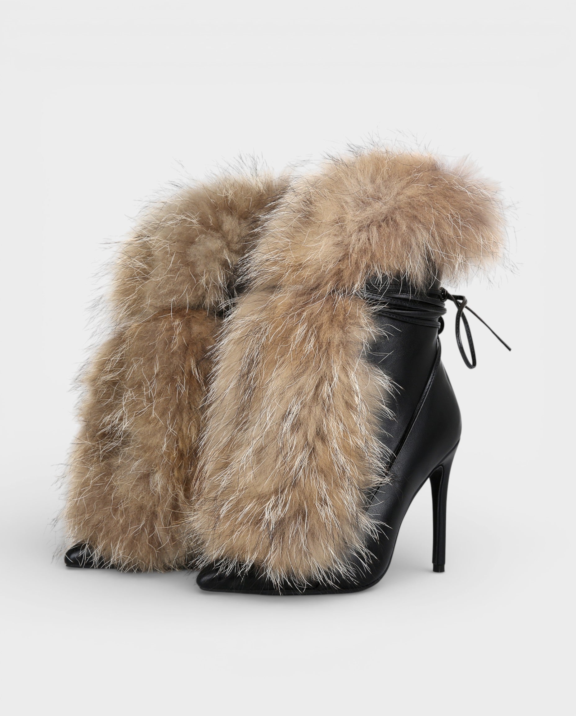 LORINA | Faux-Fur Pointed-Toe Bootie Heels