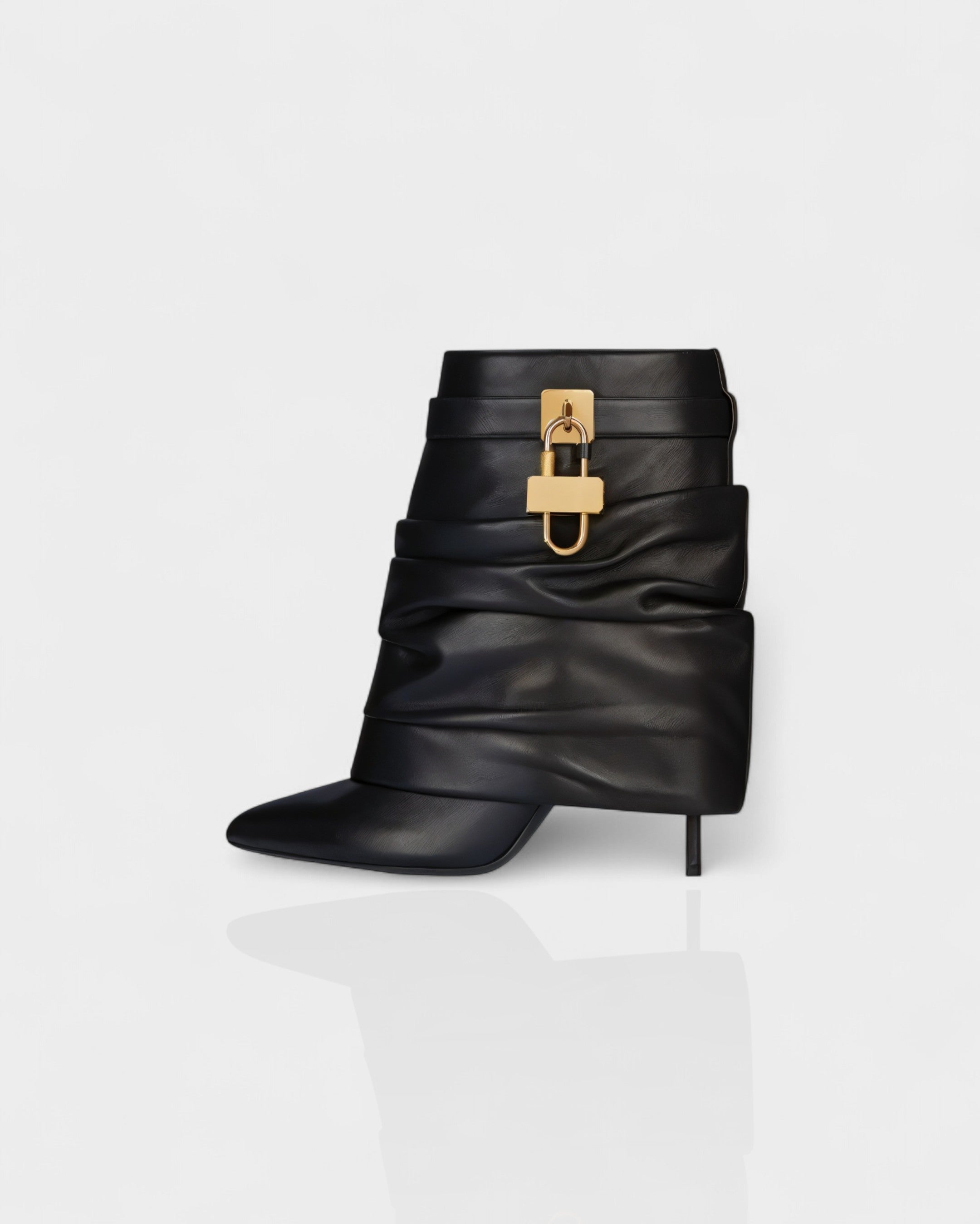 HALINA | Padlock Slouch Stiletto Ankle Boots