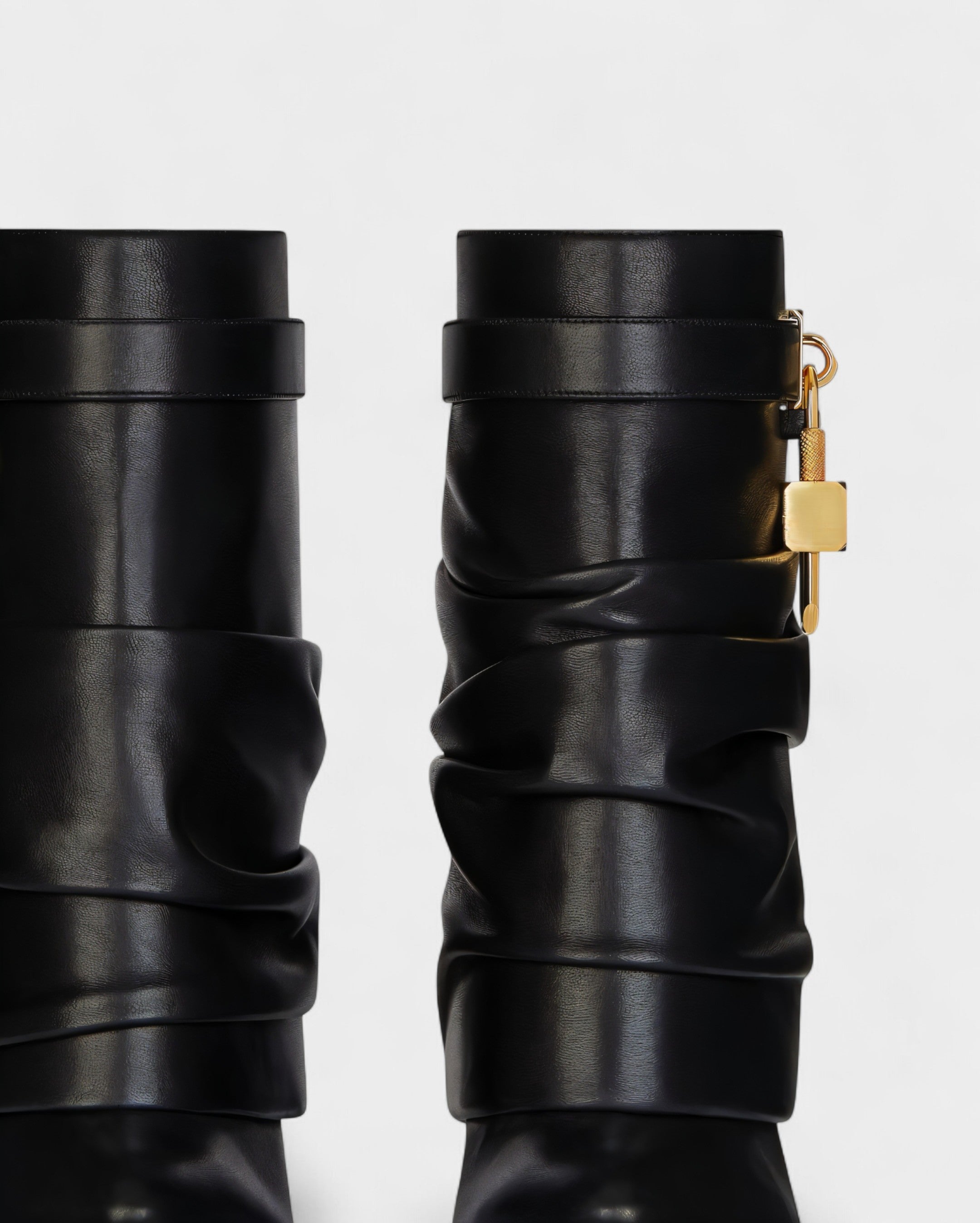 HALINA | Padlock Slouch Stiletto Ankle Boots