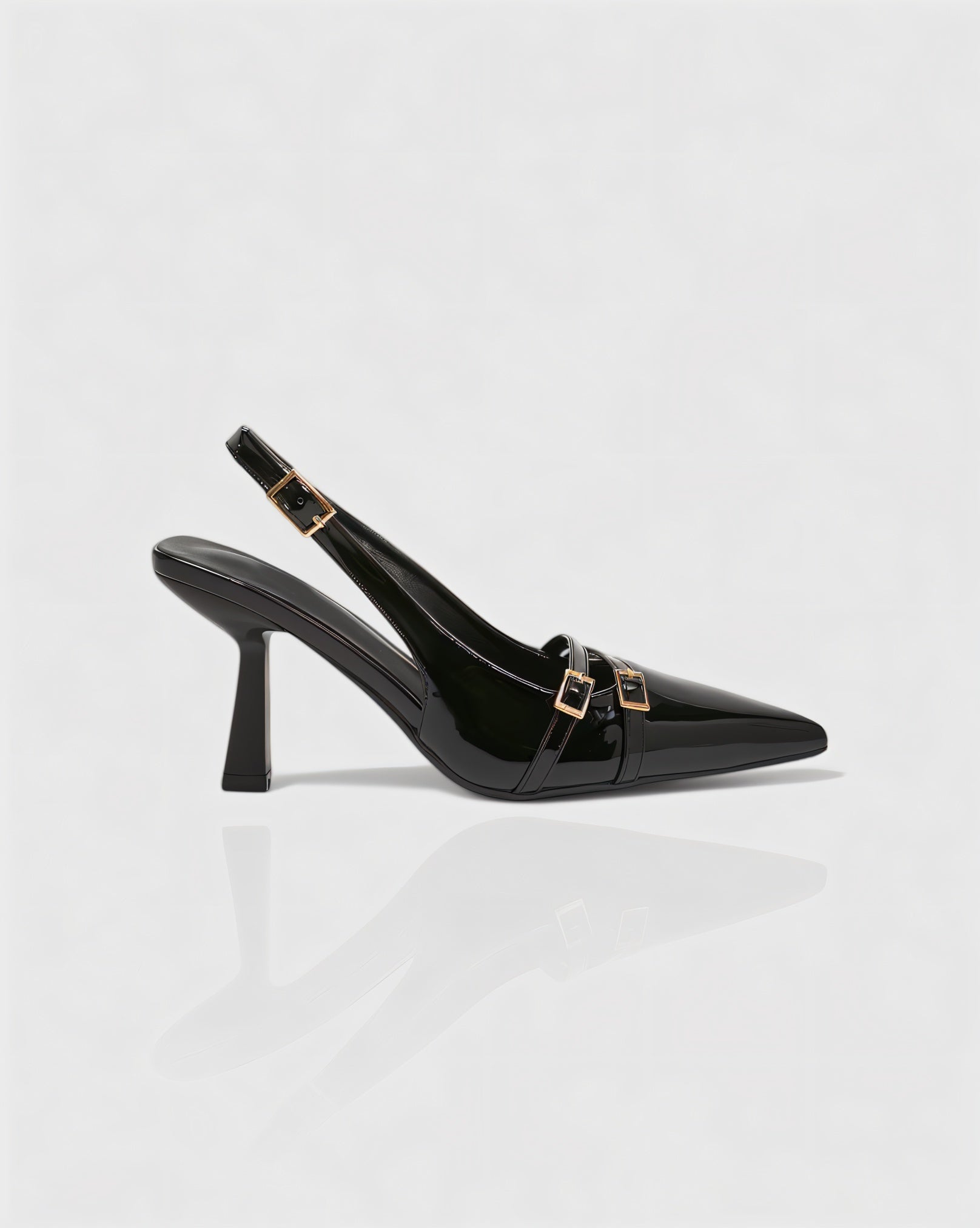 VALEN | Patent Buckle Slingback Heels