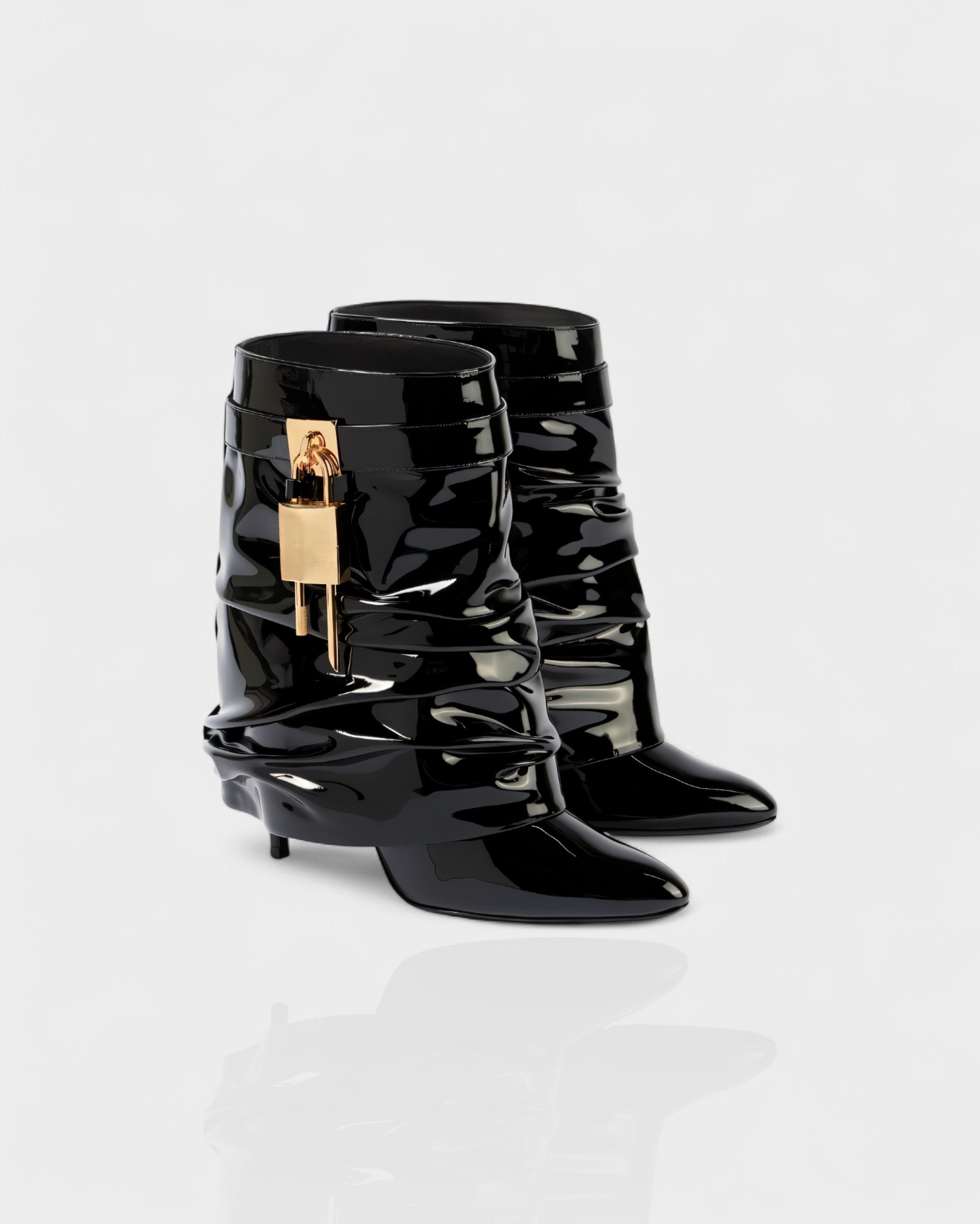 HALINA | Padlock Slouch Stiletto Ankle Boots